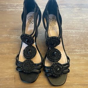 Vince Camuto Black Beaded Wedge 7.5